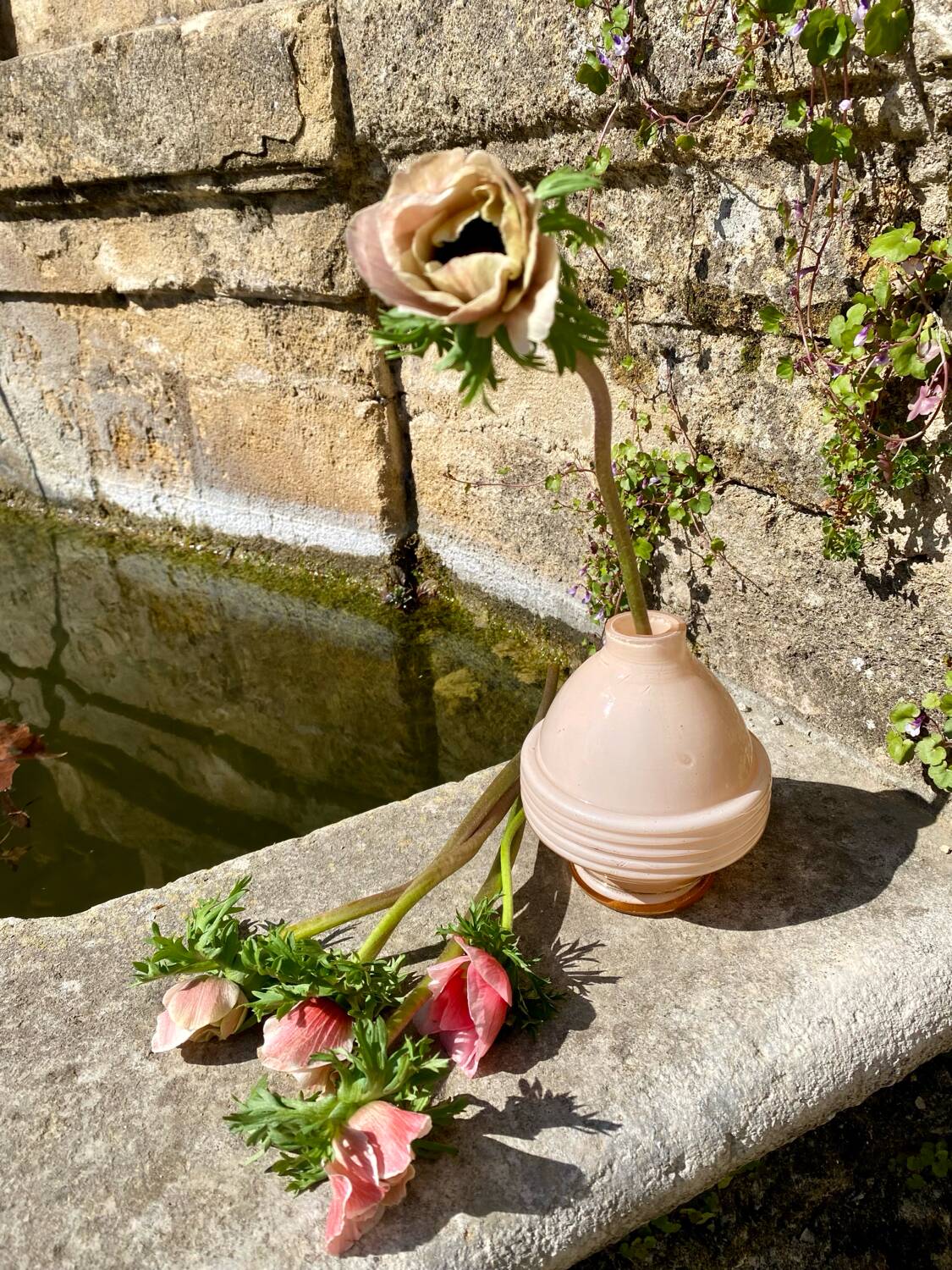 Old pink vase lamp base