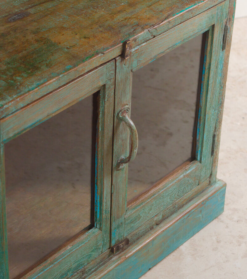 Armoire bibliothèque ouverte en bois vintage