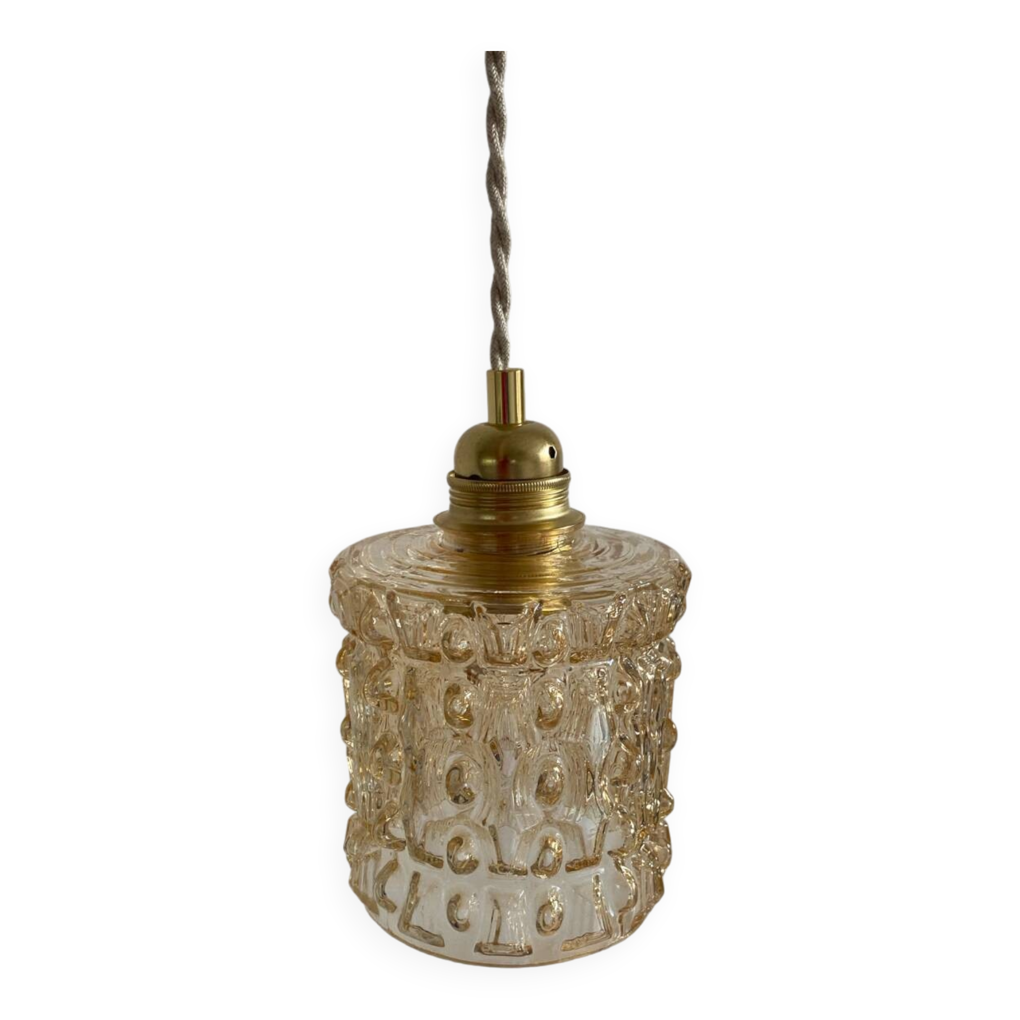 Baladeuse avec globe vintage en verre ambré