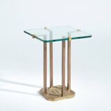 Peter Ghyczy t18 bronze cut glass sidetable, brutalist classic