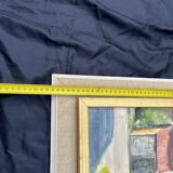 Painting, Basque house with green shutters