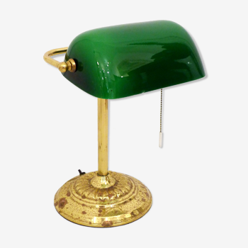 Lampe de bureau bibliothèque banquier verte & dorée