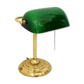 Desk lamp (library/banker) green & gold