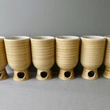 Set of 6 mazagrans and a sandstone pitcher