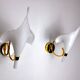 Pair of white fleur de lys sconces, murano glass, Italy, 1970