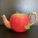 Vintage Apple Teapot in Barbotine – Retro / Cottagecore Decor