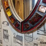 Mirror Jacques Avoinet mid-century brutalist glass, wrought iron, lead