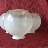 Series of 3 globes, vintage lampshades.