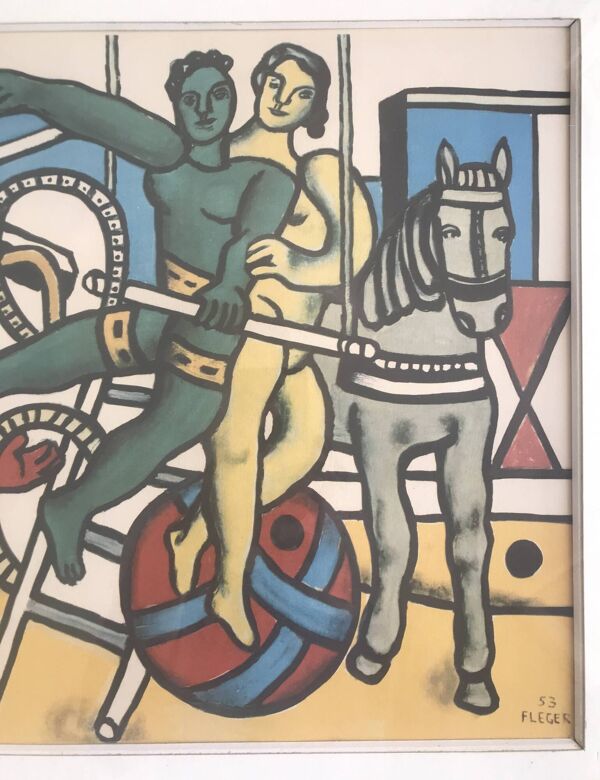 Fernand LÉGER (d'ap.) Scène de cirque. c. 1980. Photogravure encadrée
