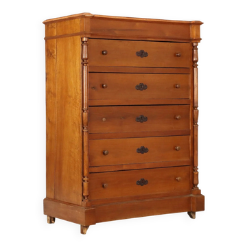 Antique Umbertino chest of drawers in walnut with 5 drawers, 20th Century.