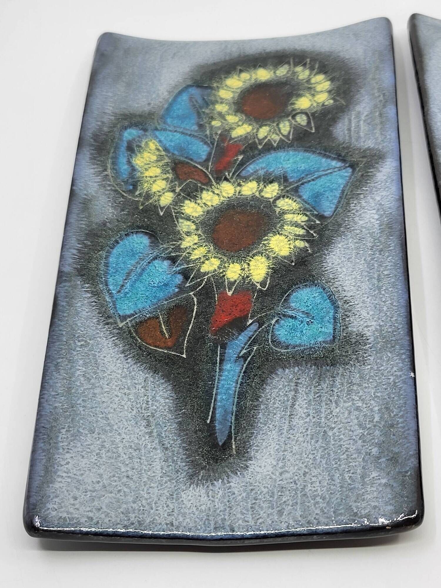 Enamel Triptych Flora & Fauna Vintage 1950