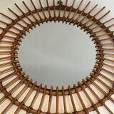 Small Rattan Mirror. French work. Around 1970
