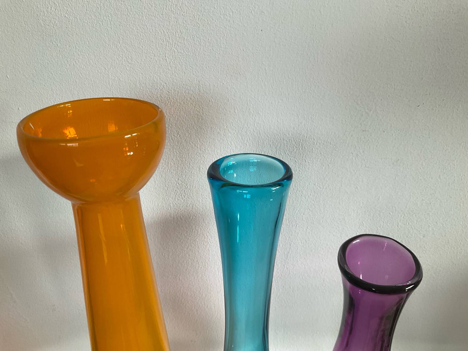 Set of 3 vintage glass paste vases