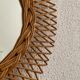 Vintage mirror 1960 sun rattan flower wicker - 37 cm