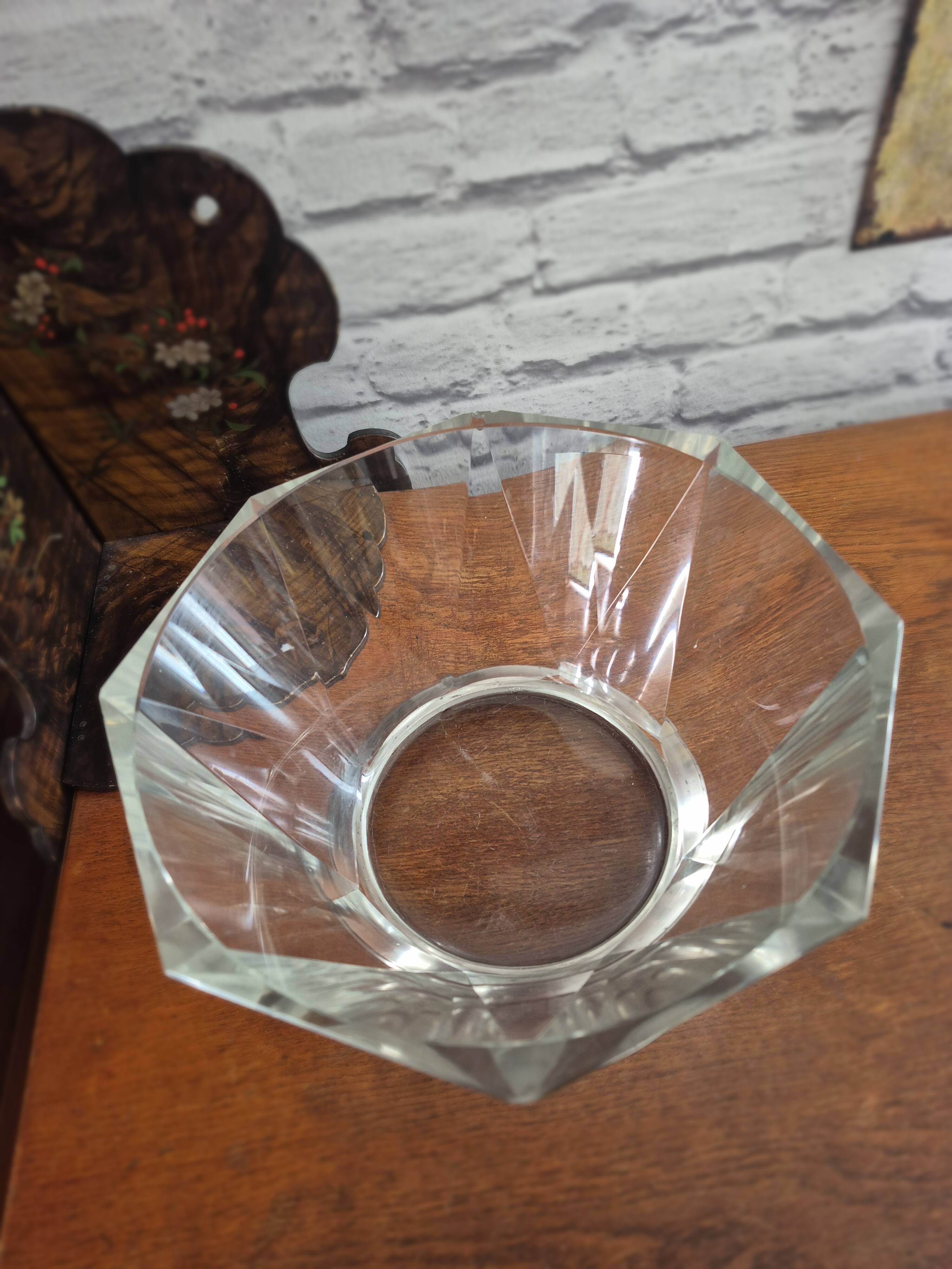 Vintage 70's glass caviar serving bowl
