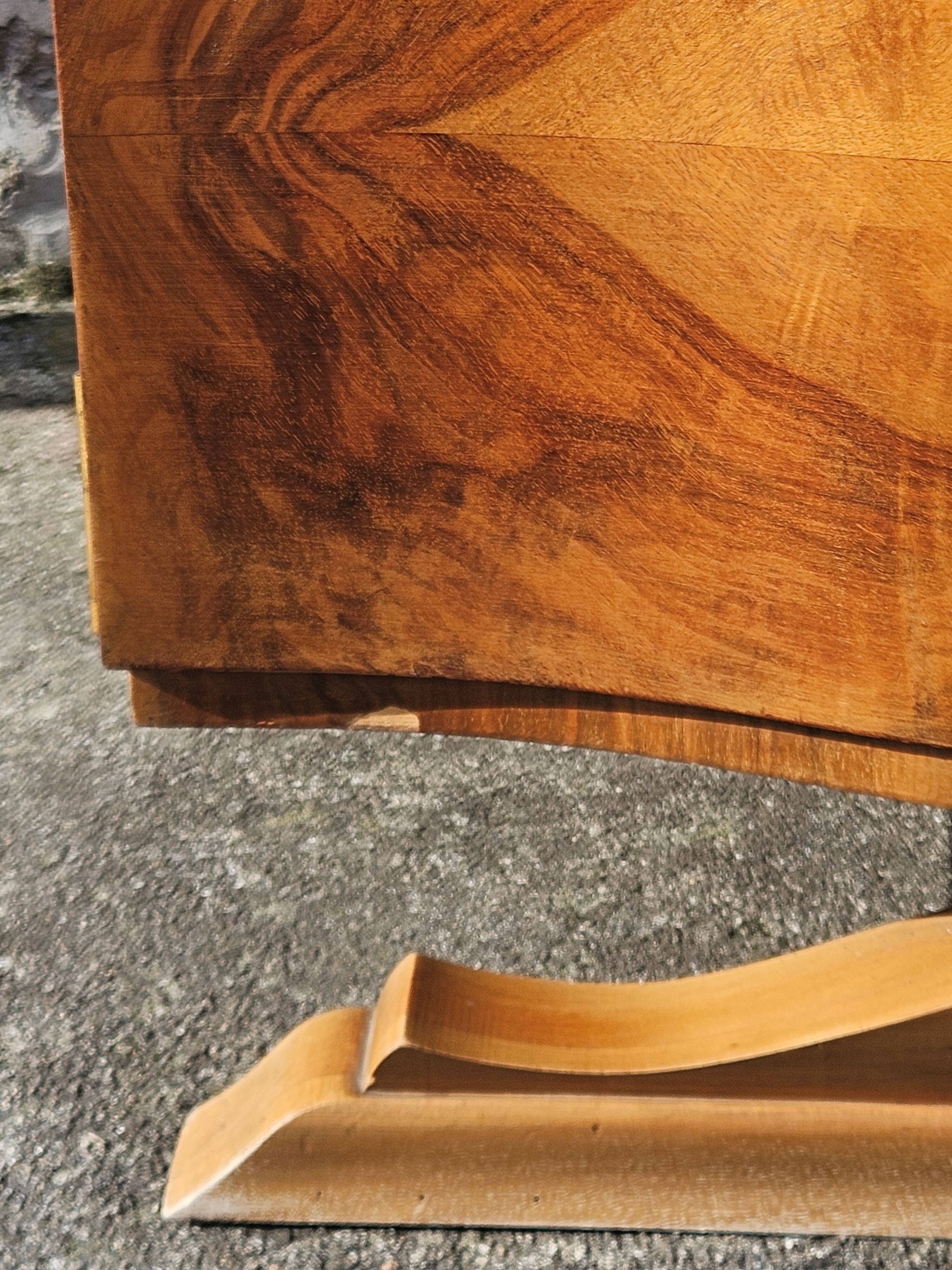 French ART DECO Sideboard- High Gloss Burl Elmwood Buffet-30s