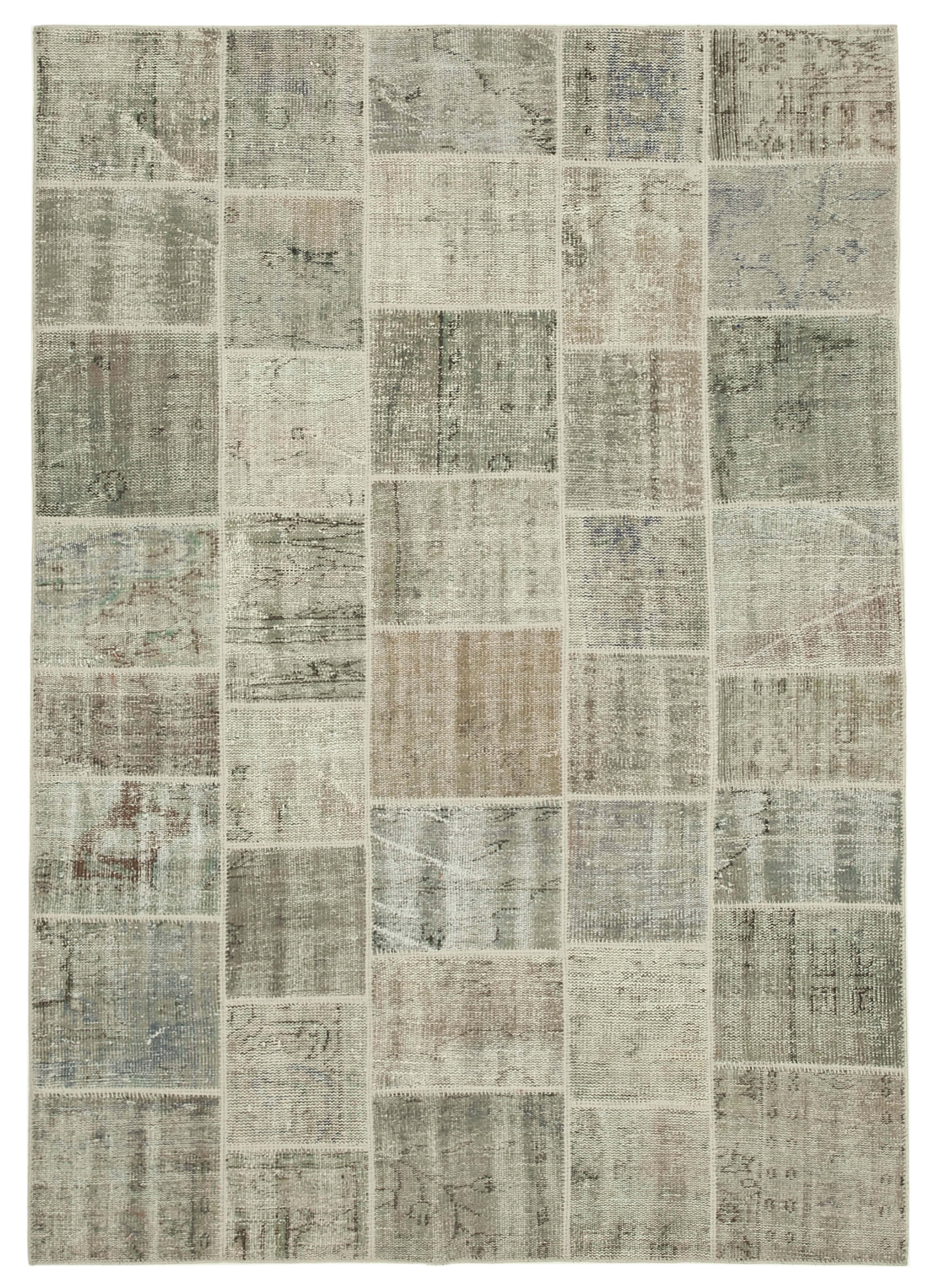 Handwoven anatolian contemporary 173 cm x 246 cm grey patchwork carpet
