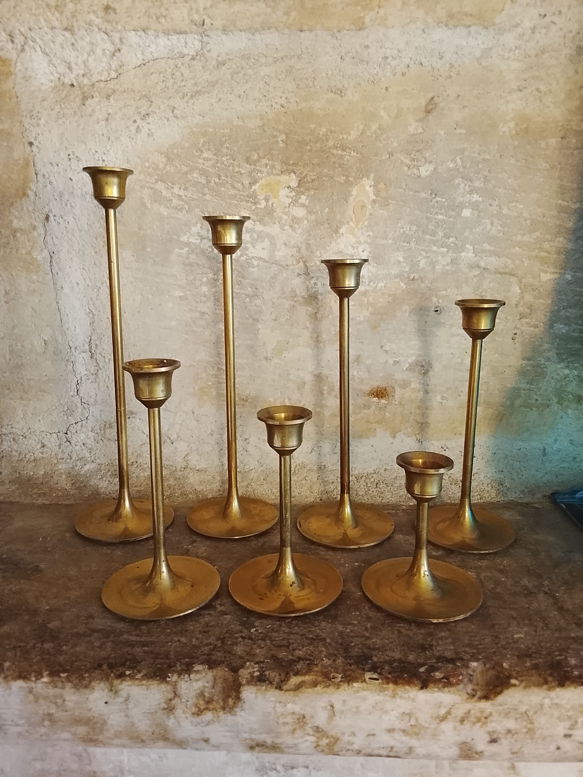 Scandinavian brass candle holders