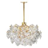Magnificent chandelier, brass and crystal glass by Kinkeldey, Germany, 1970.