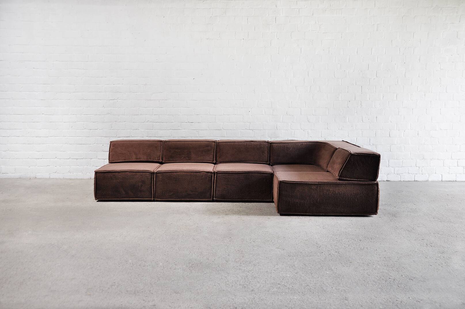 Vintage Modular Trio Sofa in Brown Teddy Upholstery from Cor, 1973, Set of 3