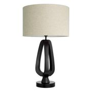 Pair of table lamps in patinated bronze with black granite bases