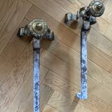 Chenets anciens en bronze et fonte