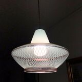 Striated glass suspension, modernist, from the 50s