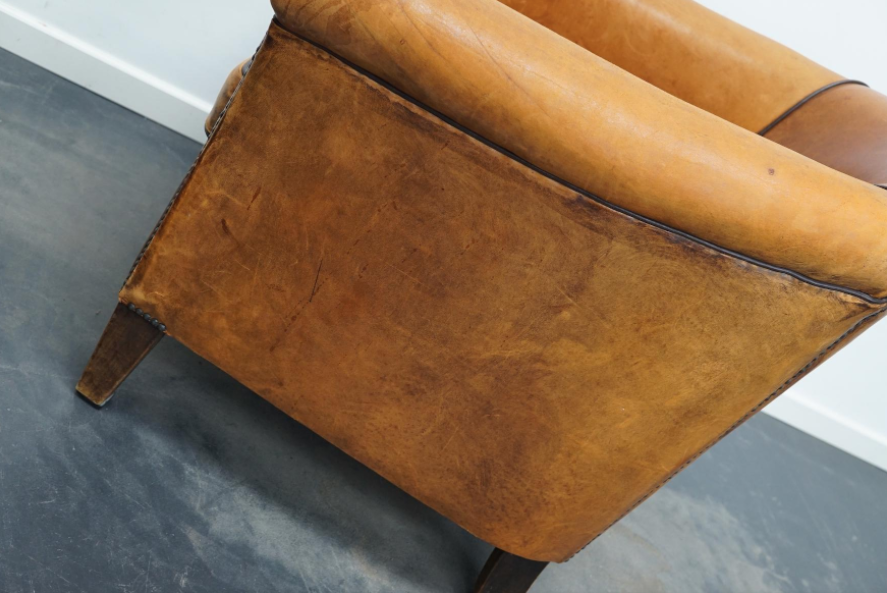 Club armchair in leather color cognac Netherlands