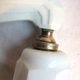 Art Deco bathroom wall lamp in white porcelain and tulip in white opaline
