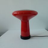 Glass table lamp in red and white glass by Hiemstra Evolux. Netherlands, 1960's