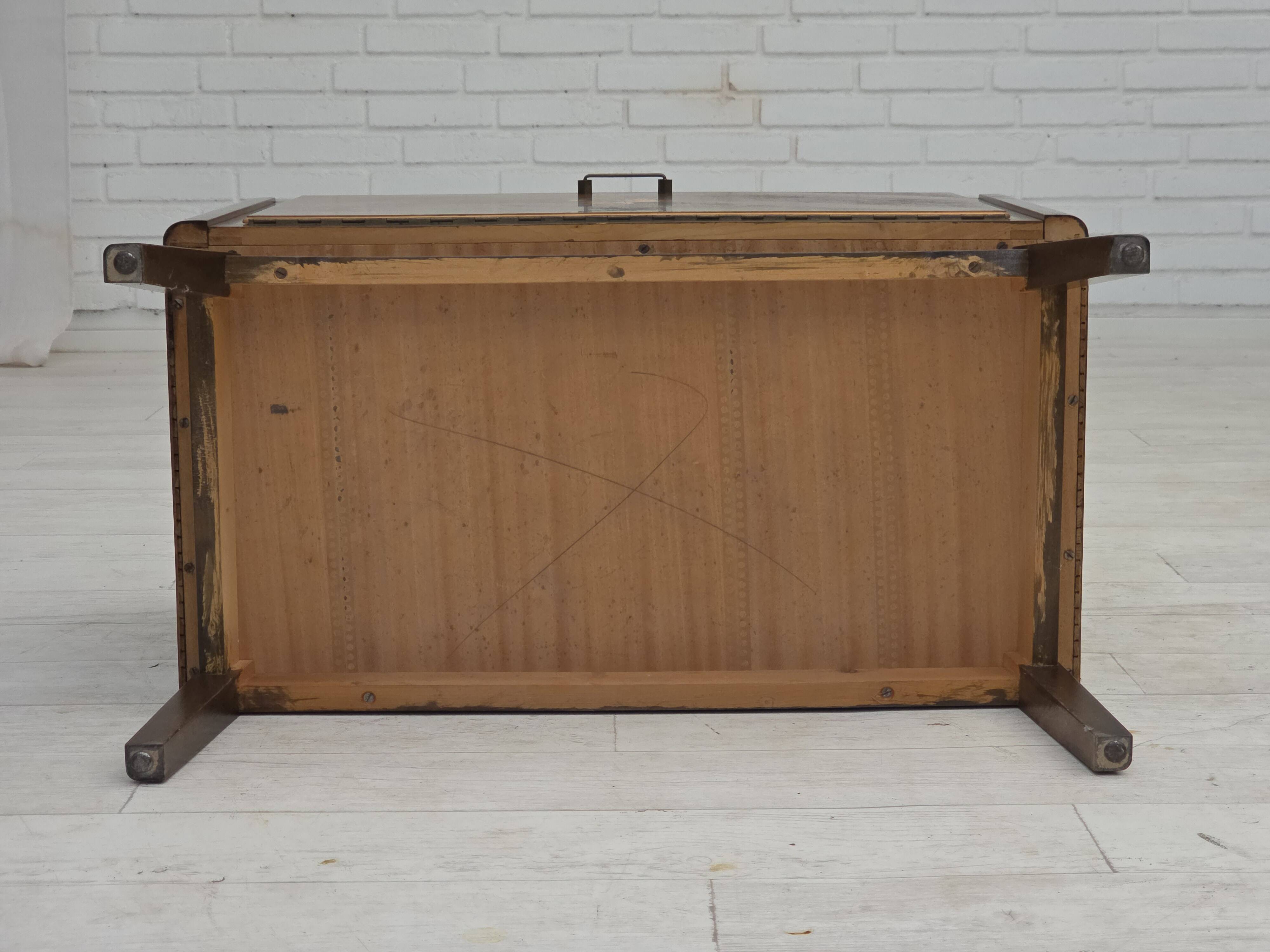 1960s, Danish radio/TV commode, laqered ash wood, wood marquetry door.
