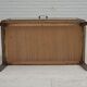 Années 1960, commode radio/TV danoise, bois de frêne laqué, porte en marqueterie de bois.