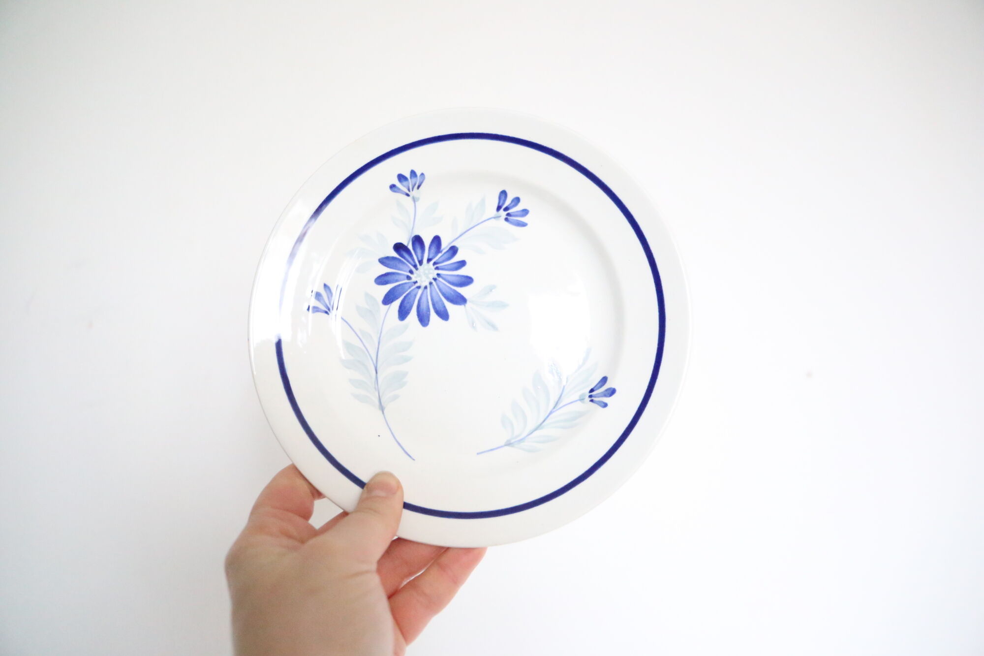 Dessert plates x 5, Saint Amand, hand-painted pattern, floral, French manufacture, vintage