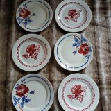 6 mismatched antique flat plates