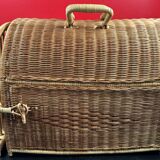 Panier cage osier/rotin de transport voyage pour chat, animaux