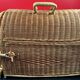 Panier cage osier/rotin de transport voyage pour chat, animaux