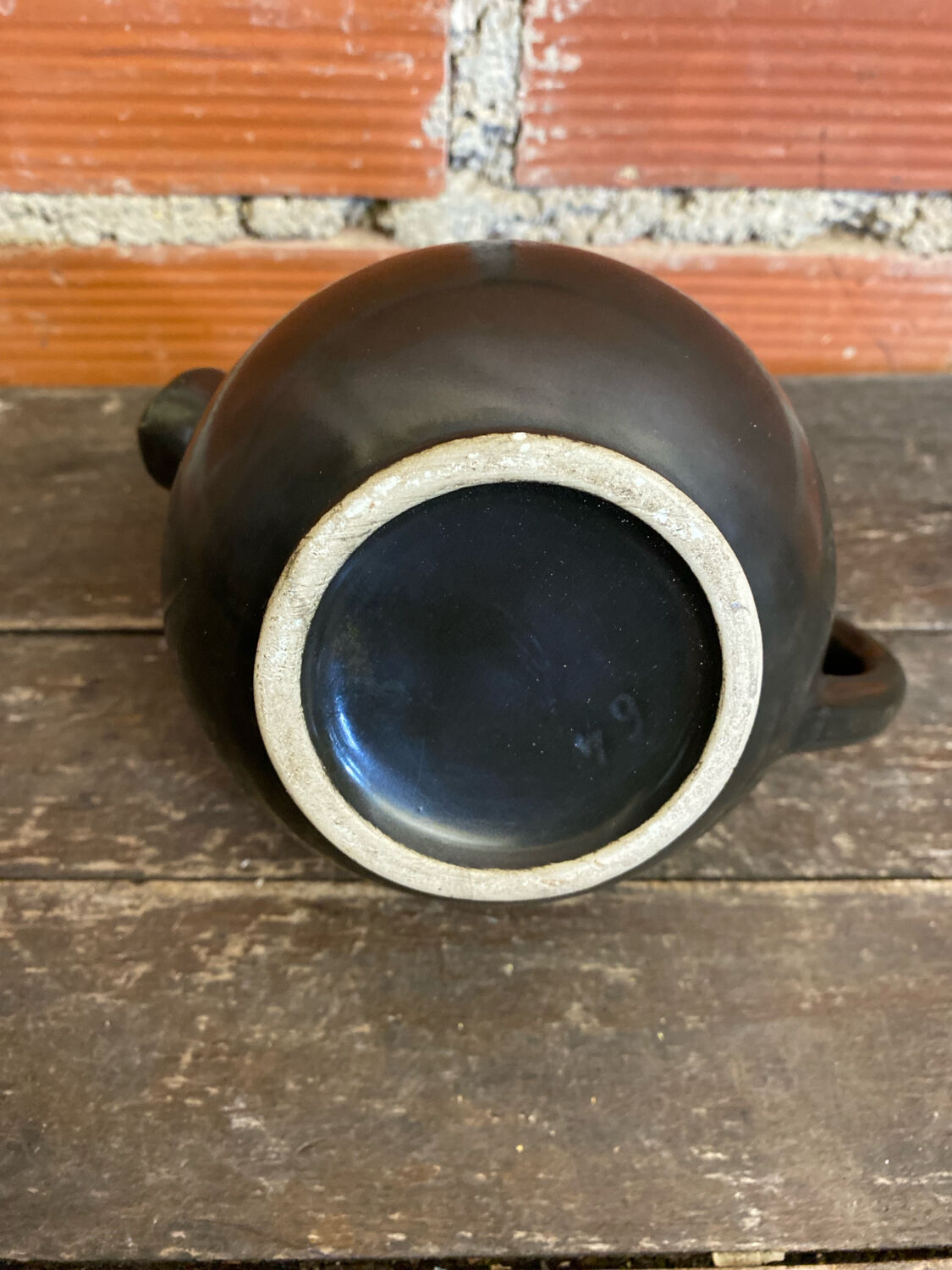 Vintage 1970s Black Ceramic Jug Pitcher Cruche Chevrette