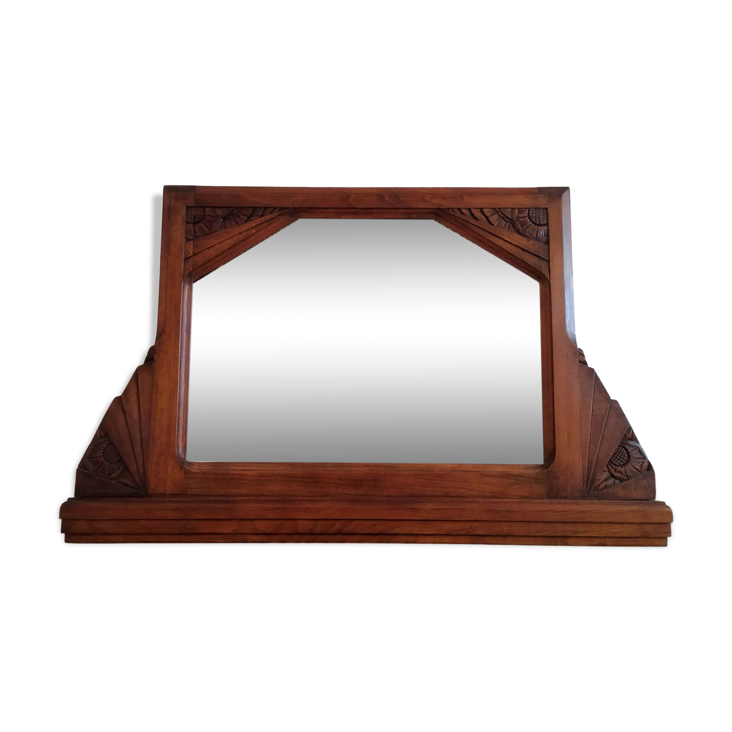Miroir Art Déco bois sculpté 86 X 53