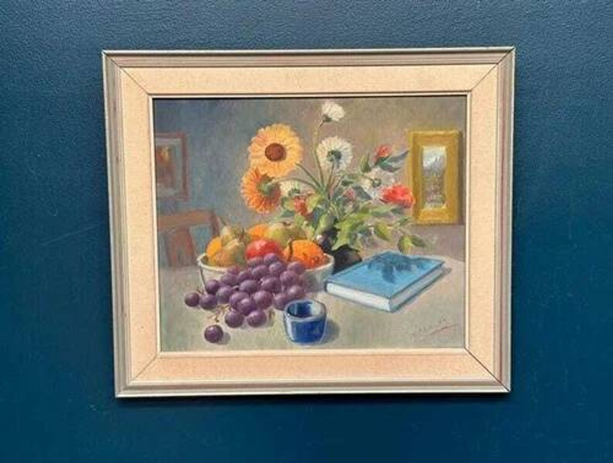 Swedish Oil on Canvas “Still Life” by K. Eliasson, Vintage & Framed 58×50cm