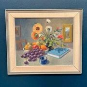 Swedish Oil on Canvas “Still Life” by K. Eliasson, Vintage & Framed 58×50cm
