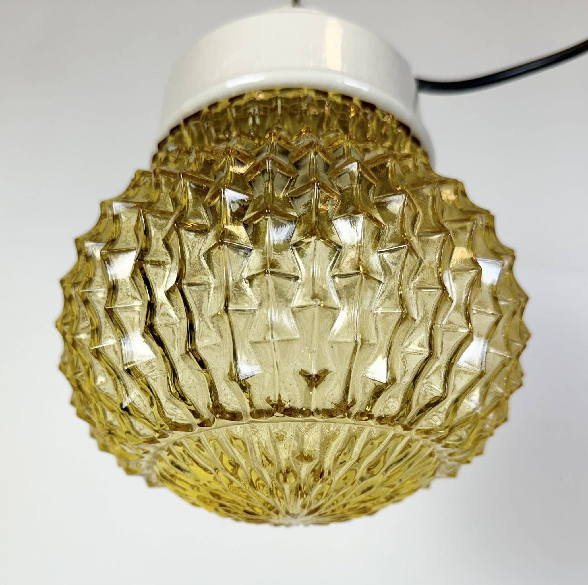 Vintage white porcelain pendant light, 1970s