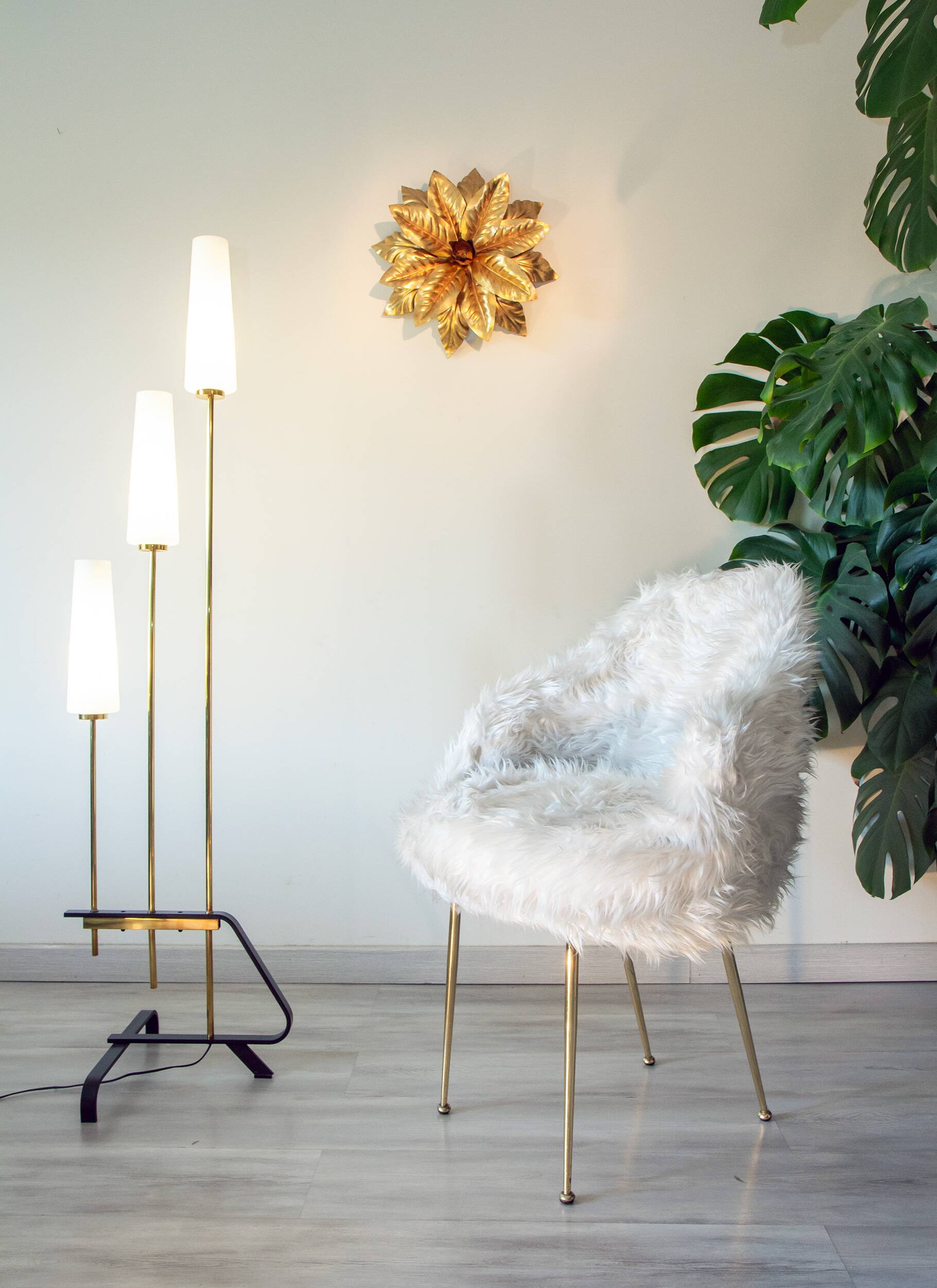 Ivory white fur armchair, 1970