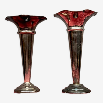 Silver plated metal vases