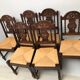 Ensemble de 6 chaise paille et bois tourné vintage