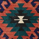 Red & Blue Geometric Vintage Kilim Rug, 158x238Cm