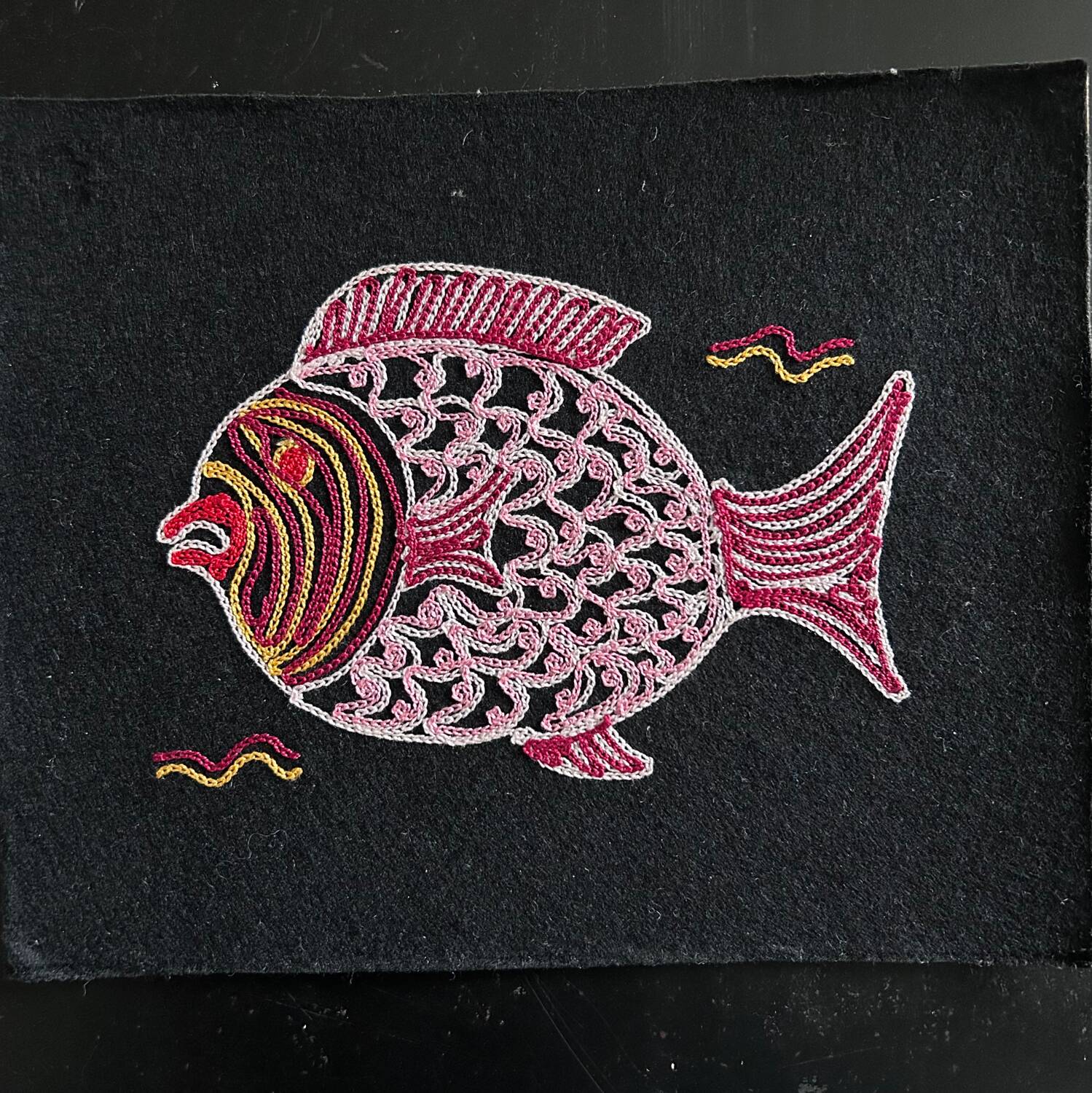 Multicolor embroidered fish