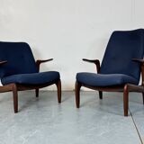 Fauteuils lounge danois en teck, style moderniste du milieu du XXe siècle, années 1960, lot de 2