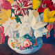 Bouquet rouge sur entablement, signé 1952