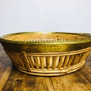 Large rattan and brass basket by Gabriella Crespi. Italy. 1970