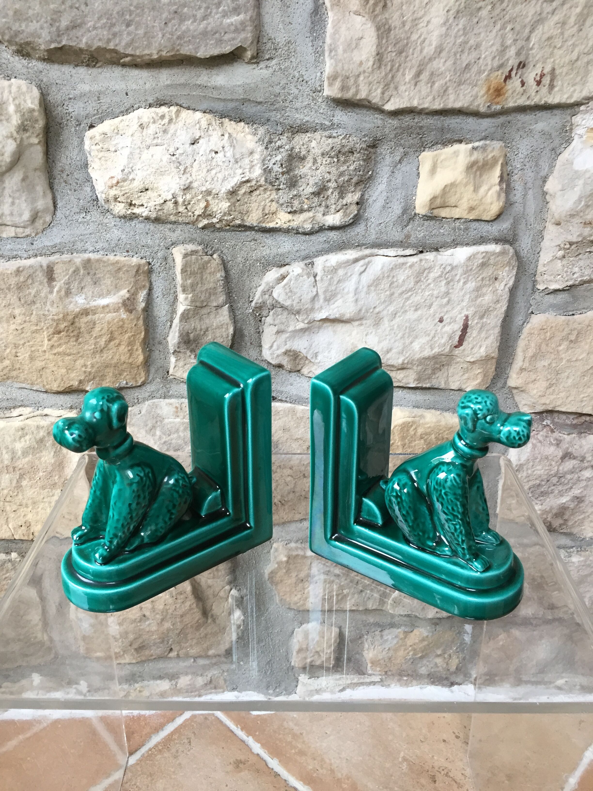 Pair of greenhouse books in the shape of dogs Art Deco